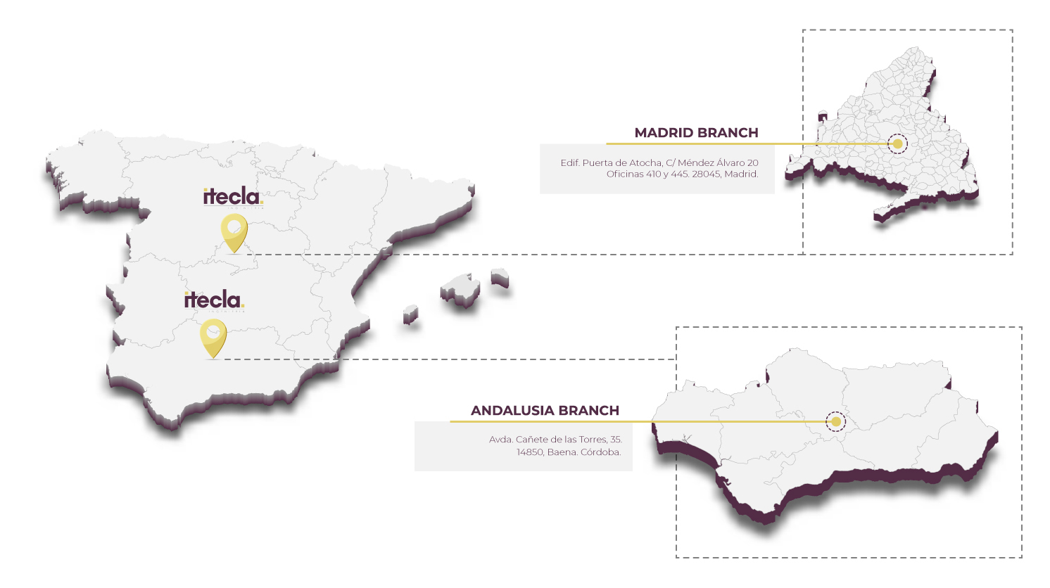 Maps of the geographical locations of offices